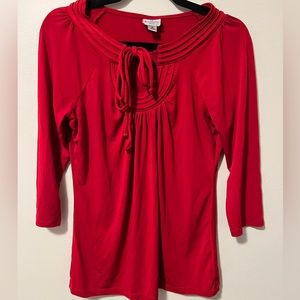Worthington red 3/4 sleeve top with keyhole size medium